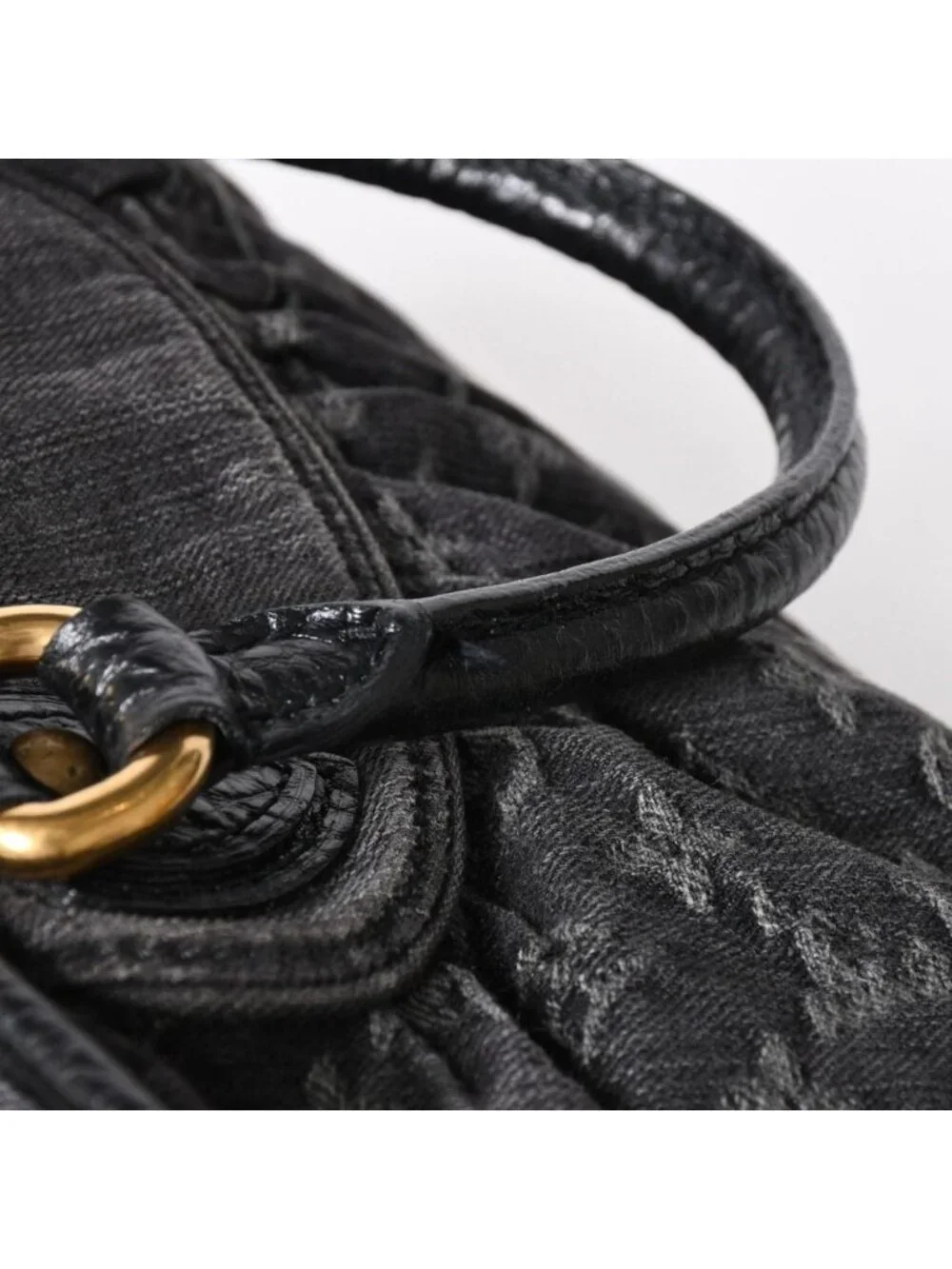 Louis Vuitton Handbag Monogram Denim Neo Cabby GM Black Leather 2-Way